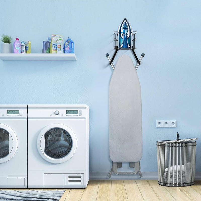 ORLESS Over The Door/Wall Mount Ironing Board Hanger, Laundry Room Iron and Ironing Board Caddy Storage Holder, Black - Image 4